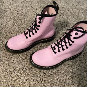 Doc Martin pink patent leather boots